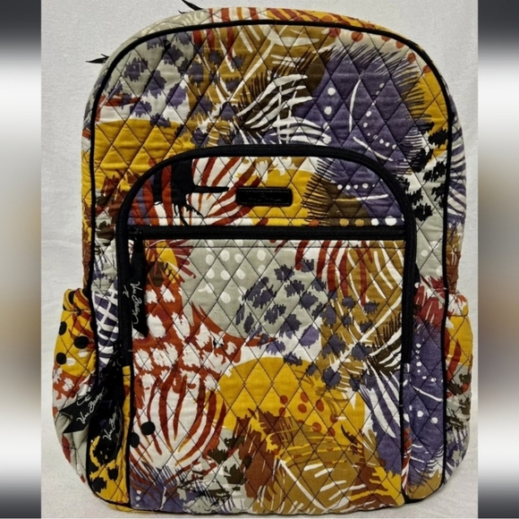 Vera Bradley Large Quilted Painted Feathers Campus Laptop Backpack